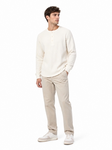 Áo Sweater Chính Hãng - Uniqlo Men's Waffle Henley Neck Long Sleeve Shirt 