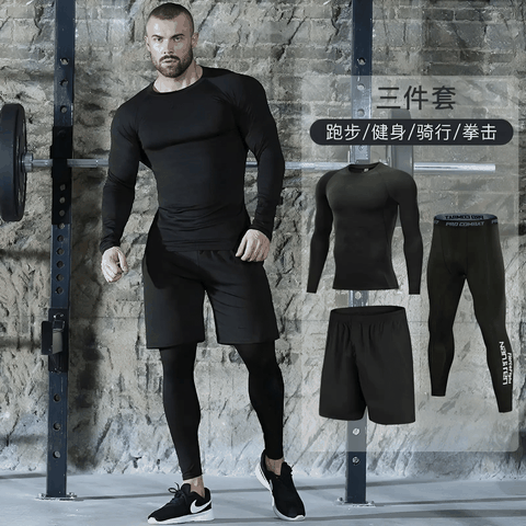 Bộ Thể Thao Chính Hãng - NANJIREN Pro Combat Training 3 Món (Set 4) Full Black - NAN04