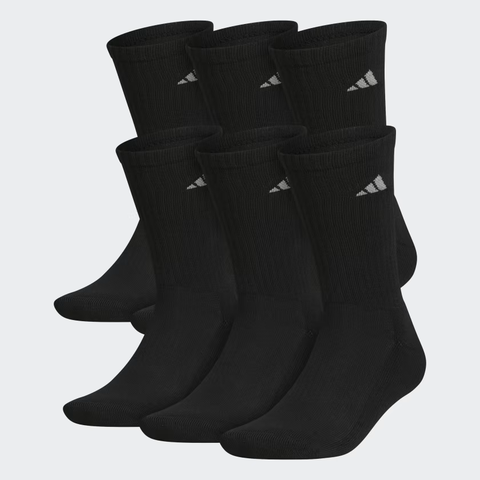 Phụ Kiện Chính Hãng - Tất Adidas Athletic Cushioned Crew Socks 6 Pairs / 6 đôi  '' Black '' - Q10386