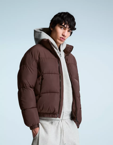 Áo Khoác Chính Hãng - Bershka Technical puffer jacket 'Brown' - 6770/046/700