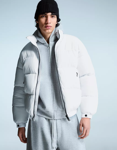 Áo Khoác Chính Hãng - Áo Phao Bershka Technical puffer jacket 'White' - 6770/046/250