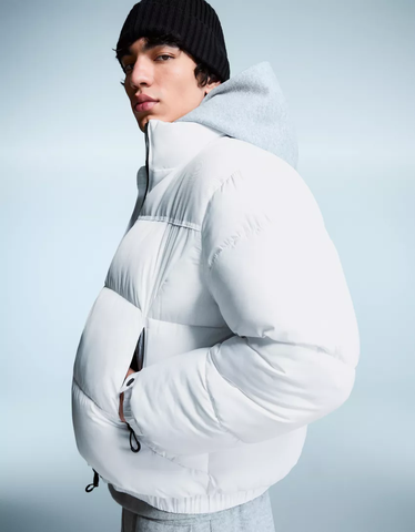 Áo Khoác Chính Hãng - Áo Phao Bershka Technical puffer jacket 'White' - 6770/046/250