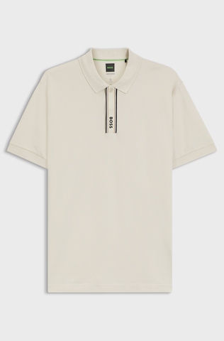 Áo Polo Chính Hãng - Hugo BOSS Paddy Polo Shirt With Striped Placket And Logo ''Natural'' - 50549362-NAT