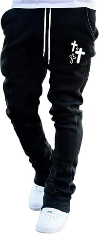 Quần Dài Chính Hãng - GORGLITTER Men's Cross Graphic Stacked Sweatpants Drawstring Waist Casual Jogger Pants 