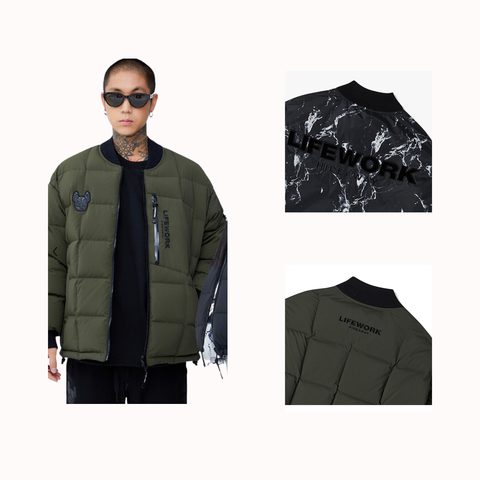 Áo Khoác Chính Hãng - Life Work Hideaway Lông Vũ 'Green/Black' - LW214DJ130-21