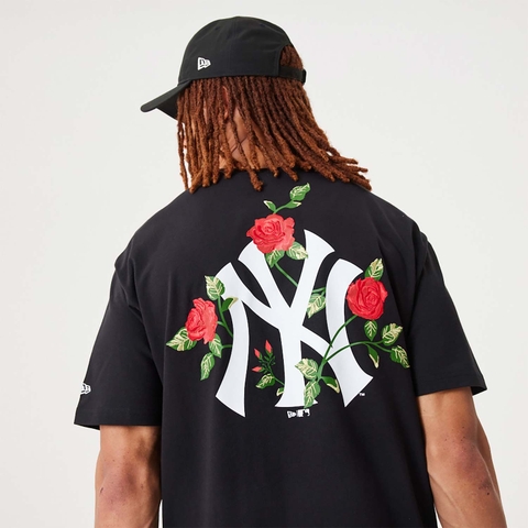 Áo Thể Thao Hè - Áo Thun Nam Nữ New Era Yankees MLB Floral Graphic Black Oversized T-Shirt - 60332266 Quyetsneaker