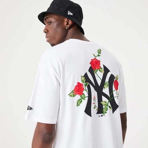 Áo Thể Thao Hè - Áo Thun Nam Nữ New Era Yankees MLB Floral Graphic White Oversized T-Shirt - 60332263 Quyetsneaker