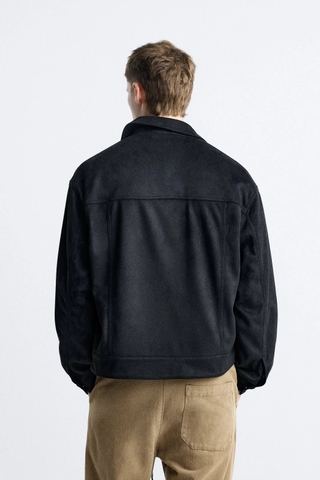 Áo Khoác Chính Hãng - Zara Boxy Fit Faux Suede Trucker Jacket 