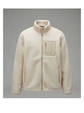 ÁO KHOÁC CHÍNH HÃNG - New Balance Off-White/Cream Sherpa Fleece Full-Zip Jacket with Beige Contrast Pocket- NB2007-004