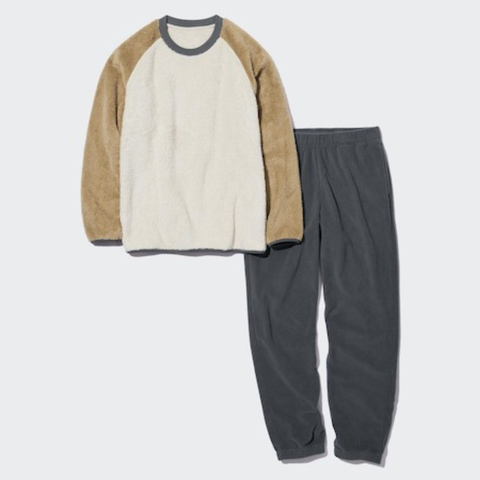 Bộ Thể Thao Chính Hãng - Uniqlo Colorblock Long Sleeve Set '' Light brown/Grey '' - UNI460269