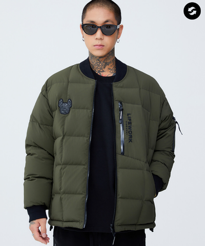 Áo Khoác Phao Life Work Hideaway Lông Vũ Trần Bông 2 Mặt Màu 'Green/White' - LW214DJ130-40