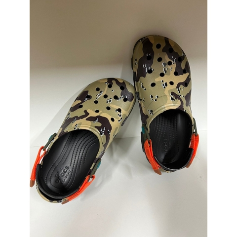 Dép Chính Hãng - Sục Crocs Camo Quai Cam Đen - SCR- 01