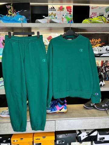 Bộ Thể Thao Chính Hãng - Bộ Nỉ Lót Bông  Champion Sweater '' Green'' - CB001