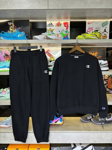 Bộ Thể Thao Chính Hãng - Bộ Nỉ Lót Bông Champion Sweater '' Black ''- CB004