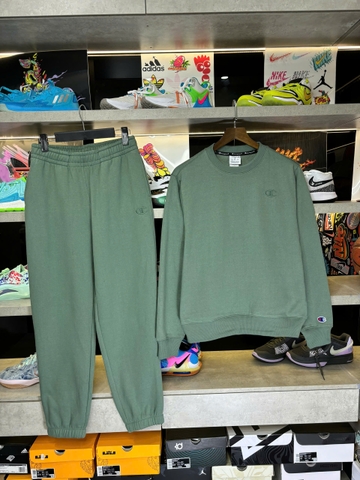 Bộ Thể Thao Chính Hãng - Bộ Nỉ Lót Bông  Champion Sweater '' Green'' - CB002