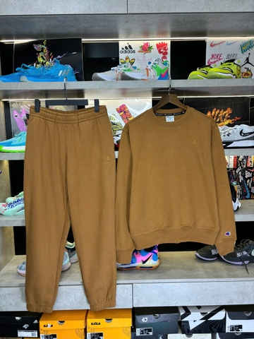 Bộ Thể Thao Chính Hãng - Bộ Nỉ Lót Bông  Champion Sweater '' Brown'' - CB003