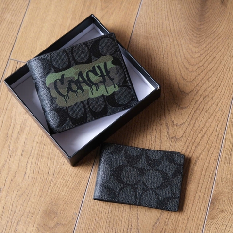 Phụ Kiện Chính Hãng - Ví Coach Mono Xám Grafity 'Back/Grey/Camo' - VC33
