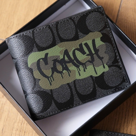 Phụ Kiện Chính Hãng - Ví Coach Mono Xám Grafity 'Back/Grey/Camo' - VC33