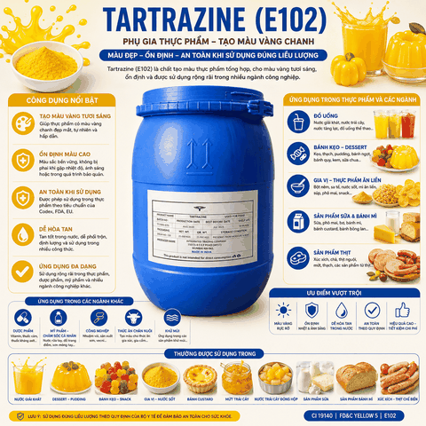 Màu vàng thực phẩm TARTRAZINE –Màu vàng chanh Ân Độ HCHP