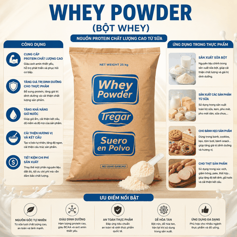 Bột Whey powder Kempostar tách khoáng 70%