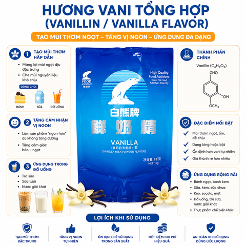 Hương vani tổng hợp tạo mùi hương cho thực phẩm
