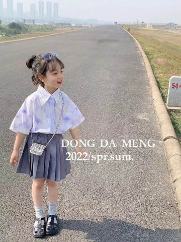 Chân váy xếp ly ghi DongDameng