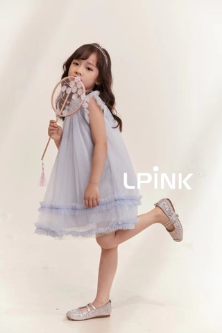 Váy công chúa xanh kim tuyến cánh tiên LPink