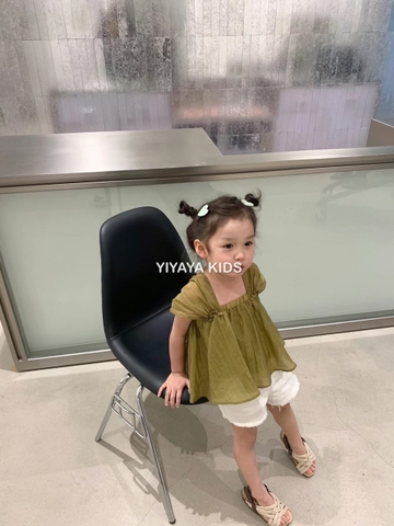 Áo dây baby doll xanh lá Yiyaya