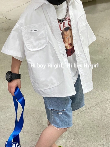 Áo sơ mi trắng túi ngực MrDia Hiboy Higirl