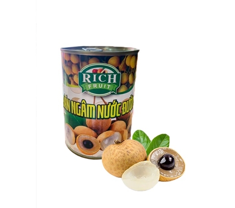 Nhãn ngâm nước đường Rich lon 565g