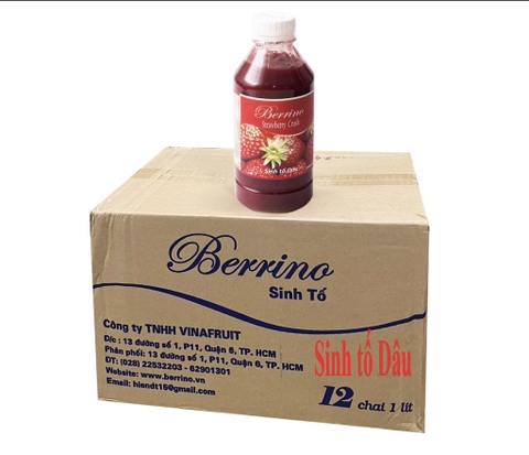Sinh tố Berrino Dâu 1 lít - THÙNG 12 CHAI