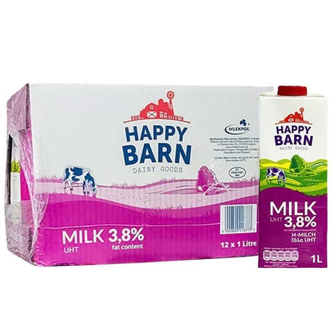 [Thùng 12 hộp] Sữa tươi tiệt trùng Happy Barn hộp 1 lít