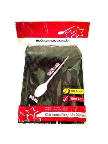 Muỗng nhựa dài 20cm màu đen - TÚI 100 CÁI