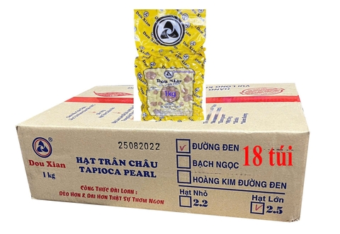 [Thùng 18 túi] Trân châu đen Douxian túi 1kg 2.5