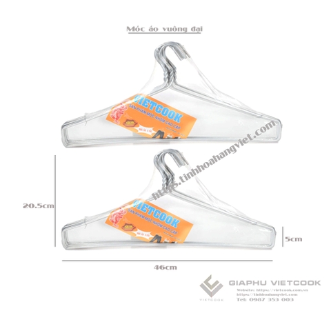 BỘ 10 MÓC ÁO VUÔNG ĐẠI VIETCOOK - KT: 46cm*20cm