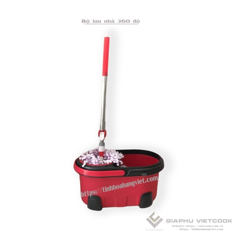 Bộ cây lau nhà 360 độ lau mọi ngóc ngách trong căn nhà; gồm 1 thùng chứa nước, 1 cây lau nhà và 2 bông lau