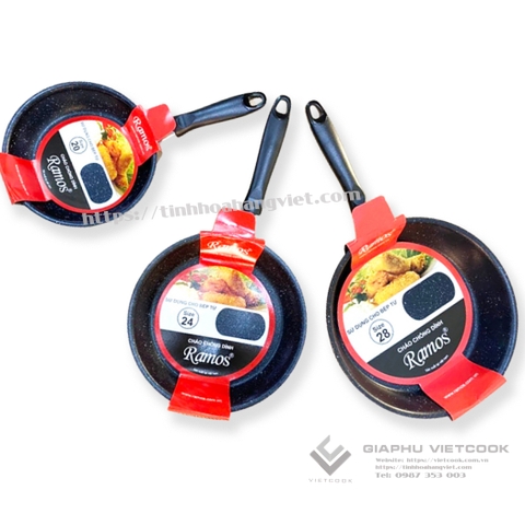 Chảo chống dính vân đá, đáy từ - Loại sâu