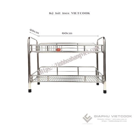 KỆ BÁT INOX 304 VIETCOOK - KT 40cm*60cm*2 tầng