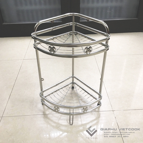 KỆ GÓC INOX 2 TẦNG VIETCOOK - KT:23cm *23cm*40cm