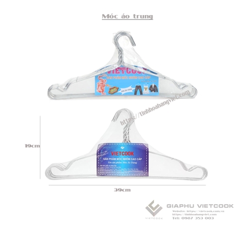 BỘ 10 MÓC ÁO VIETCOOK - KT: 39cm*19cm