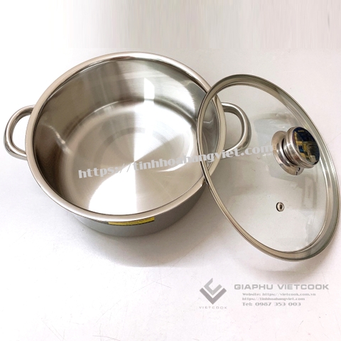 NỒI INOX 1 ĐÁY NẮP KÍNH (Size to) VIETCOOK