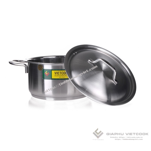 Nồi inox 3 đáy VIETCOOK - Nắp inox, quai đũa