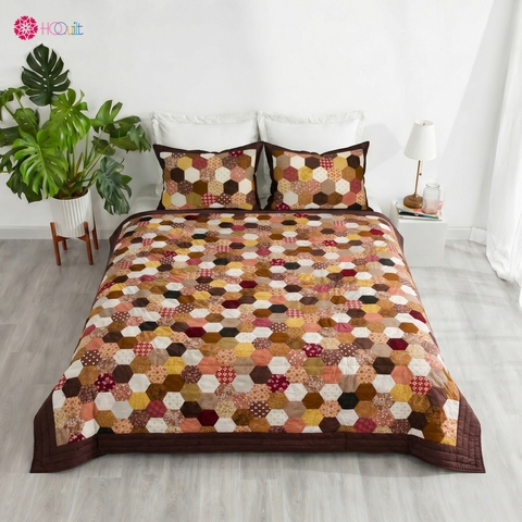 Chăn Quilt Lục Giác Nét Mộc