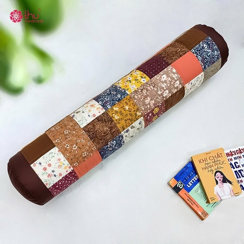 Gối ôm ghép vuông, tone nâu
