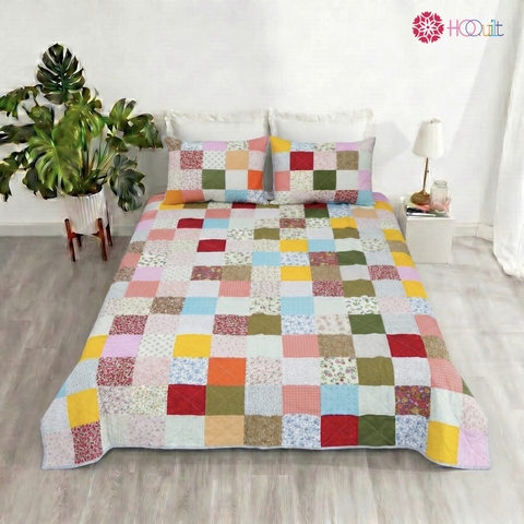 Chăn quilt vuông litter flower