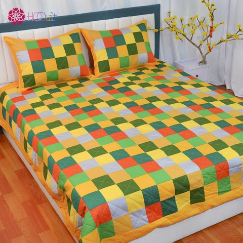 Chăn Ghép Vuông Hoa vàng, Cỏ xanh