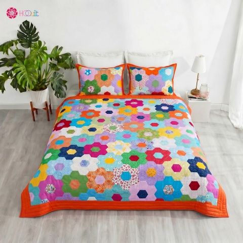 Chăn quilt lục giác cát tường