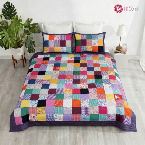 Chăn quilt vuông chiều tím 2