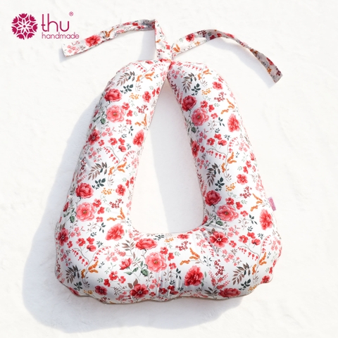 Gối oto chữ U hoạ tiết Hoa hồng