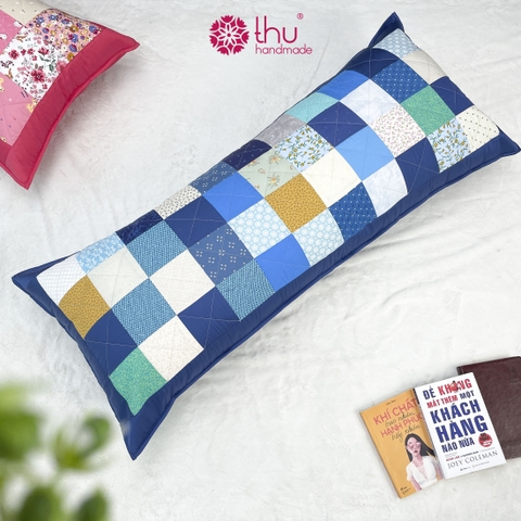 Gối Đôi Ghép Vuông Tone Xanh Cobal